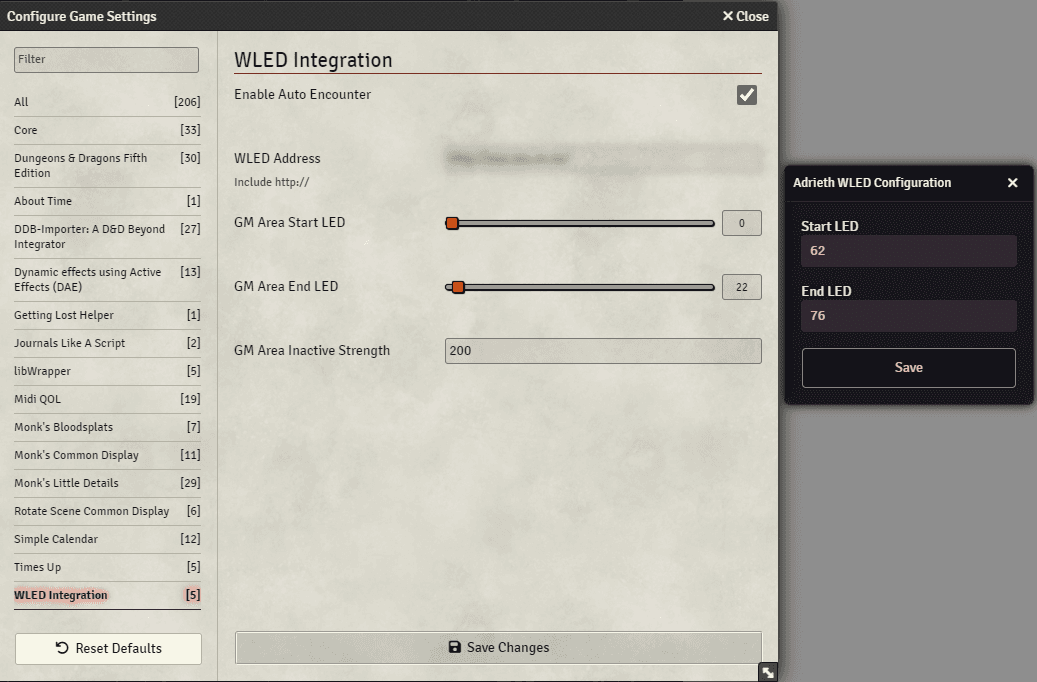 Foundry VTT modules - WLED Configuration