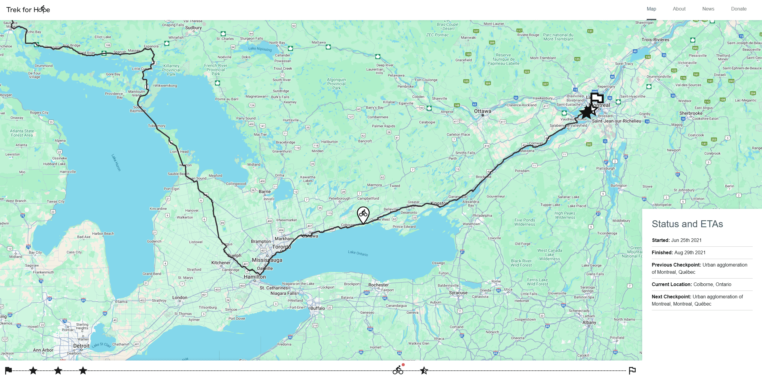 Trek For Hope - Trek For Hope Zoomed Map