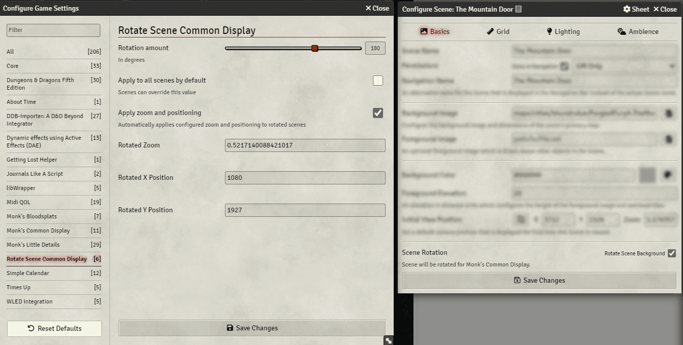 Foundry VTT modules - Scene Rotation Configurations